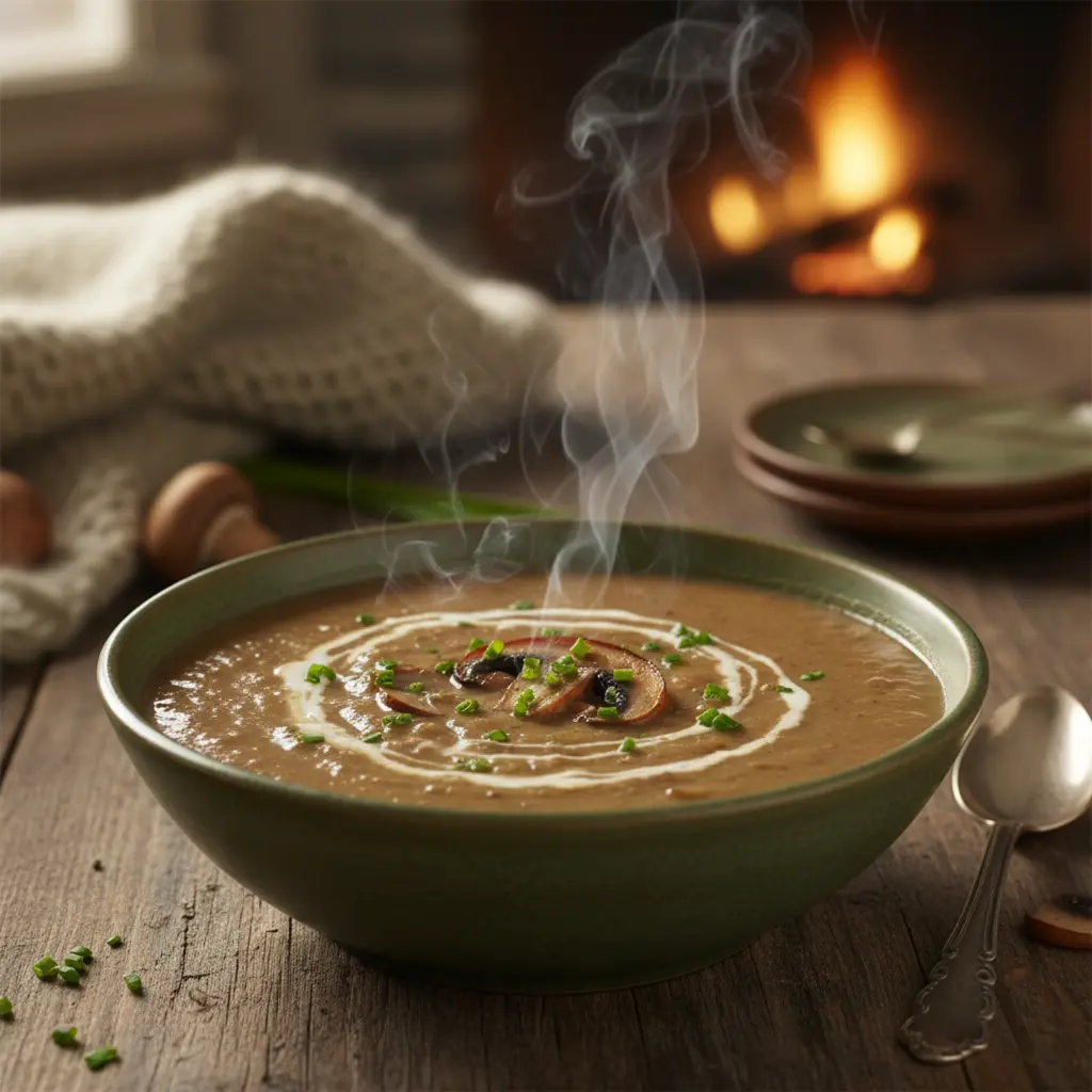 Plato de Crema de Champiñones Casera